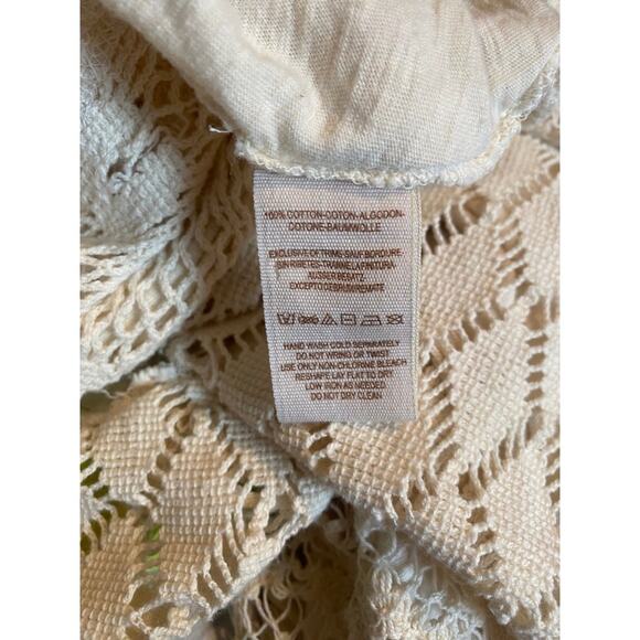 Free People Patches of Lace Henley Top Cream Size Small Shirt Long Sleeve Blouse - Picture 6 of 6